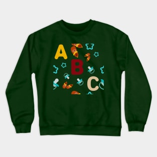 abc pattern with rounded star, pacifer and baby's shoes Crewneck Sweatshirt